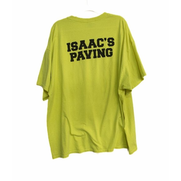 Gildan Isaac's Paving Mens Yellow T Shirt Spell Out Pullover Short Sleeve 3XL - Picture 1 of 9